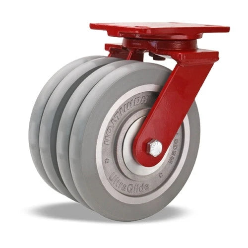 Hamilton Heavy Service Dual-Wheel Swivel Caster with 8" x 2" UltraGlide 24/7 | AGV Polyurethane on Aluminum Core Twin Wheels with 1/2" Sealed Precision Ball Bearings Hamilton