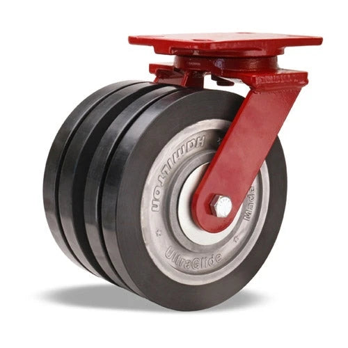 Hamilton Heavy Service Dual-Wheel Swivel Caster with 8" x 2" UltraGlide XC Polyurethane on Aluminum Core Twin Wheels with 1/2" Sealed Precision Ball Bearings Hamilton