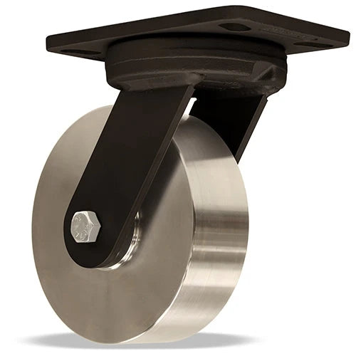 Hamilton 6" Stainless Steel Swivel Caster - HSK Inferno Series Kingpinless - Rated up to 750° F - 1200 lbs. Capacity @ 550° F, 840 lbs. @ 750° F - High Heat Shielded Precision Ball Bearings Hamilton
