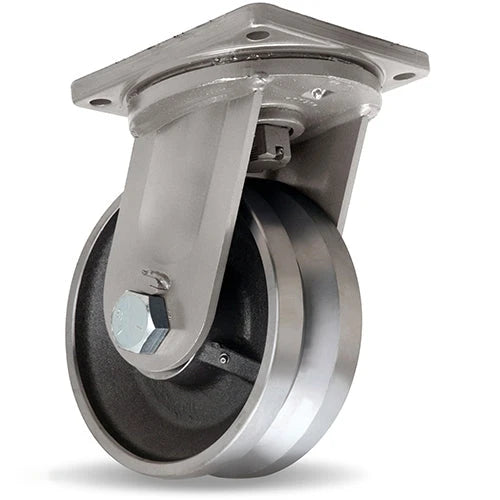 Hamilton 16,000 lbs. Load Capacity Swivel Caster - 10" x 4" Forged Steel V-Grooved Wheel with 1 1/4" Precision Tapered Roller Bearings - Maxi-Duty S-MD-104FVT for E-Commerce CasterHQ