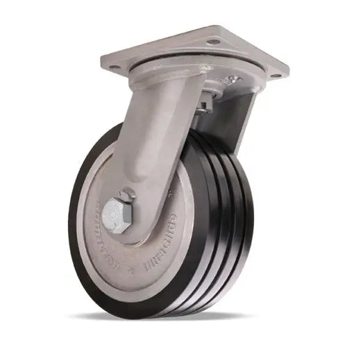 Hamilton Maxi-Duty Swivel Caster with 12" x 4" UltraGlide (70D) Quad-Wheel Black Tread on Aluminum Core with 1 1/4" Sealed Precision Ball Bearings -  | CasterHQ