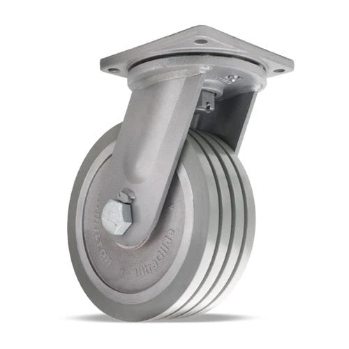 Hamilton Maxi-Duty Swivel Caster with 12" x 4" UltraGlide (95A) Quad-Wheel Grey Tread on Aluminum Core with 1 1/4" Sealed Precision Ball Bearings Hamilton