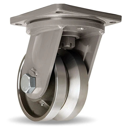 Hamilton Maxi-Duty S-MD-84FVH Swivel Caster - 8"x4" Forged Steel V-Grooved Wheel with 1 1/2" Roller Bearing Hamilton