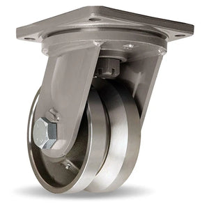 Hamilton Maxi-Duty S-MD-84FVH Swivel Caster - 8"x4" Forged Steel V-Grooved Wheel with 1 1/2" Roller Bearing Hamilton