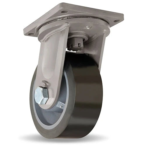 Hamilton 10" x 4" Maxi-Duty Swivel Caster - 5000 lbs. Load Capacity - DuraGlide-AGV Polyurethane (95A) on Forged Steel - 1-1/4" Sealed Precision Ball Bearing Hamilton