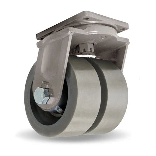 Hamilton Maxi-Duty Dual-Wheel Swivel Caster with 10" x 4" (1" Thick) DuraGlide Polyurethane (95A) on Forged Steel Center with 1 1/4" Precision Sealed Ball Bearings Hamilton