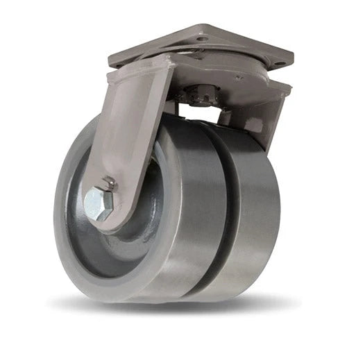Hamilton Maxi-Duty Dual-Wheel Swivel Caster with 12" x 4" (1" Thick) DuraGlide Polyurethane (95A) on Forged Steel Center with 1 1/4" Precision Sealed Ball Bearings Hamilton