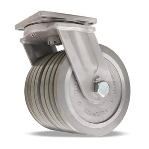 Hamilton Maxi-Duty Dual-Wheel Swivel Caster with 12" x 4" UltraGlide (95A) Quad-Wheel Grey Tread on Aluminum Core with 1 1/4" Sealed Precision Ball Bearings Hamilton