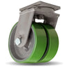 Hamilton Maxi-Duty Dual-Wheel Swivel Caster with 12" x 3" Duralast Polyurethane (95A) on Cast Iron Wheel with 1 1/4" Straight Roller Bearing Hamilton
