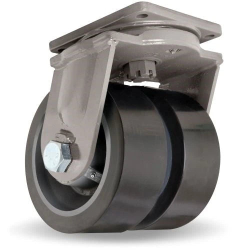 Hamilton Maxi-Duty 10x4 Dual Swivel Caster - 10,000 lbs Load Capacity with DuraGlide-AGV Polyurethane on Forged Steel & 1-1/4" Precision Ball Bearing Hamilton