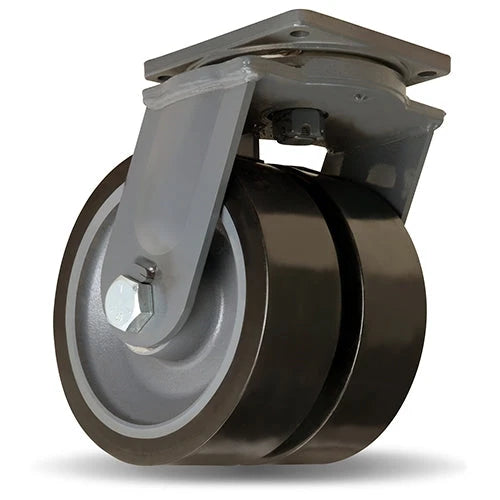 Hamilton Maxi-Duty 12" Dual Swivel AGV Caster | 9400 lbs. Load Capacity | 12x3 DuraGlide-AGV Polyurethane Wheel (95A) | Forged Steel Center | 1-1/4" Sealed Precision Ball Bearing Hamilton