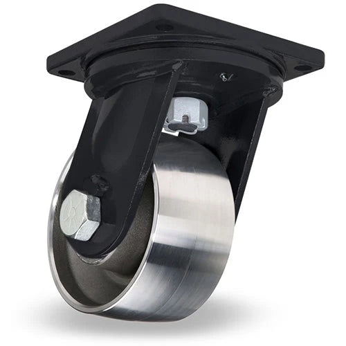 Hamilton Maxi-Duty Swivel Caster - 8x4 Forged Steel Wheel, High Heat 750°F Capacity, 7000 lbs Load - Stainless Steel Precision Bearings Hamilton
