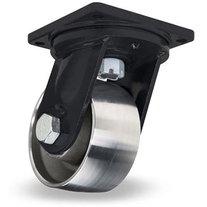 Hamilton Maxi-Duty Swivel Caster - 8x4 Forged Steel Wheel, High Heat 750°F Capacity, 7000 lbs Load - Stainless Steel Precision Bearings Hamilton