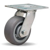 Hamilton S-MS-5TE Swivel Caster - 5x2 Inch Versa-Tech Gray Rubber Wheel, Polyolefin Core, Roller Bearing - Ideal for Medium-Duty Applications