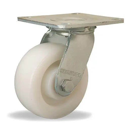 Hamilton S-MS-5WNB Medium Service Swivel Caster - 5x2 Inch White Nylon Wheel with 3/4" Straight Roller Bearing for Enhanced Mobility -  | CasterHQ