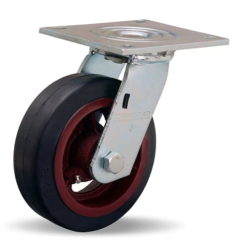 Hamilton S-MS-6R Medium Service Swivel Caster - 6x2 Inch Mold-On Rubber on Cast Iron Wheel with Roller Bearings Hamilton