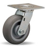 Hamilton S-MS-6TE Medium Service Swivel Caster - 6x2 Inch Versa-Tech Gray Rubber Wheel on Polyolefin Core with Roller Bearings