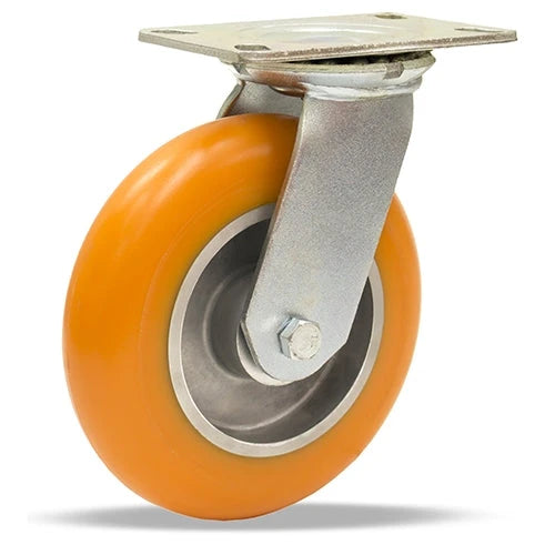 Hamilton S-MS-82EMB Swivel Caster - 8" Ergo-Tech Polyurethane Wheel, Medium Service - Precision Ball Bearings Hamilton
