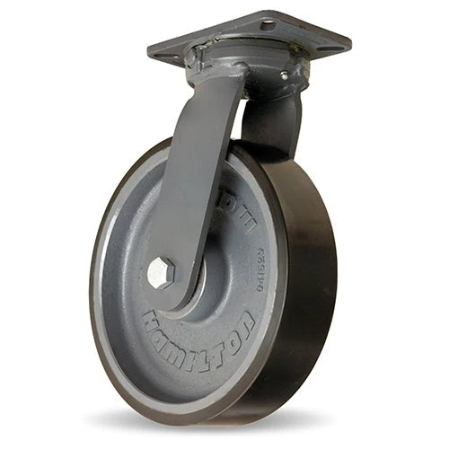 Hamilton Super Endurance™ Kingpinless Swivel Caster with 12" x 3" Duralast XC® Polyurethane (70D) on Cast Iron Wheel with 3/4" Sealed Precision Ball Bearings Hamilton