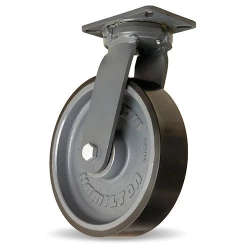 Hamilton Super Endurance™ Kingpinless Swivel Caster with 12" x 3" Duralast XC® Polyurethane (70D) on Cast Iron Wheel with 3/4" Sealed Precision Ball Bearings CasterHQ