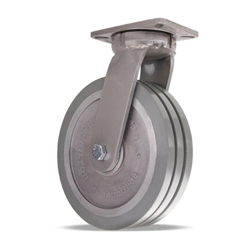 Hamilton Super Endurance™ Swivel Caster with 12" x 3" UltraGlide™ (95A) Triple Wheel Grey Tread on Aluminum Core with 3/4" Sealed Precision Ball Bearings Hamilton