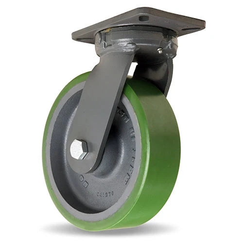 Hamilton Super Endurance™ Kingpinless Swivel Caster with 10" x 3" Duralast® Polyurethane (95A) on Cast Iron Wheel with 3/4" Sealed Precision Ball Bearings Hamilton