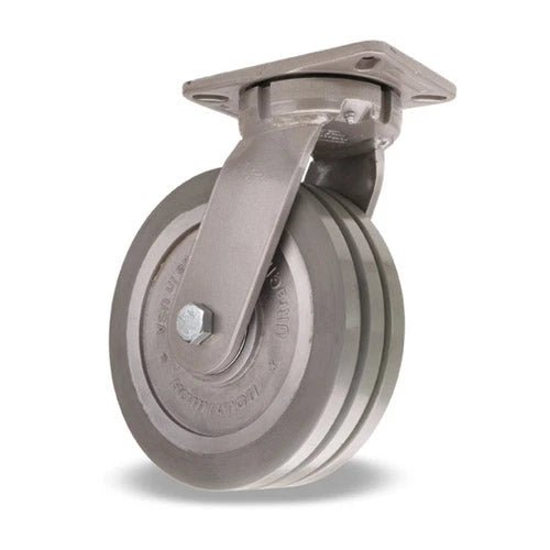 Hamilton Super Endurance™ Swivel Caster with 10" x 3" UltraGlide™ (95A) Triple Wheel Grey Tread on Aluminum Core with 3/4" Sealed Precision Ball Bearings Hamilton