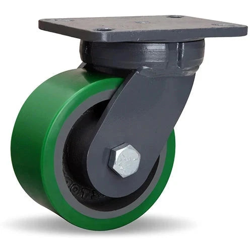 Hamilton Super Endurance™ Kingpinless Swivel Caster with 6" x 3" Duralast® Polyurethane (95A) on Cast Iron Wheel with 3/4" Sealed Precision Ball Bearings CasterHQ