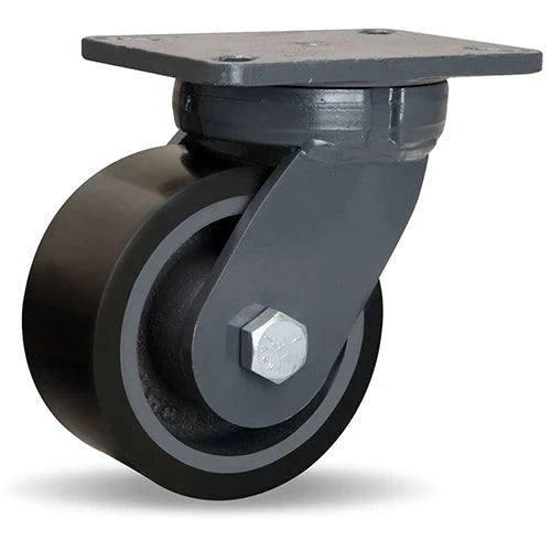 Hamilton Super Endurance™ Kingpinless Swivel Caster with 6" x 3" Duralast XC® Polyurethane (70D) on Cast Iron Wheel with 3/4" Sealed Precision Ball Bearings CasterHQ