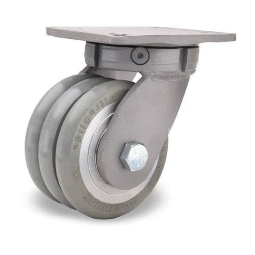 Hamilton Super Endurance™ Swivel Caster with 6" x 3" UltraGlide™ (95A) Triple Wheel Grey Tread on Aluminum Core with 3/4" Sealed Precision Ball Bearings CasterHQ