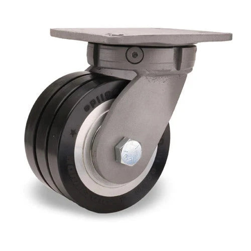 Hamilton Super Endurance™ Swivel Caster with 6" x 3" UltraGlide™ (70D) Triple Wheel Black Tread on Aluminum Core with 3/4" Sealed Precision Ball Bearings CasterHQ