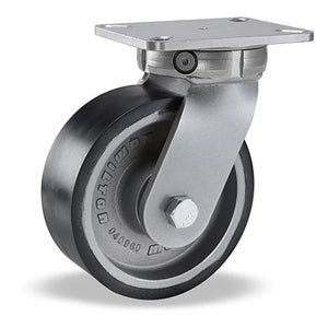 Hamilton Super Endurance™ Kingpinless Swivel Caster with 8" x 3" Duralast XC® Polyurethane (70D) on Cast Iron Wheel with 3/4" Sealed Precision Ball Bearings Hamilton