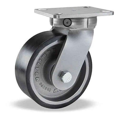 Hamilton Super Endurance™ Kingpinless Swivel Caster with 8" x 3" Duralast XC® Polyurethane (70D) on Cast Iron Wheel with 3/4" Sealed Precision Ball Bearings CasterHQ