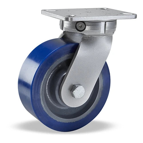 Hamilton Super Endurance™ Kingpinless Swivel Caster with 8" x 3" Superlast® Polyurethane (95A) on Forged Steel Wheel with 1" Straight Roller Bearing Hamilton