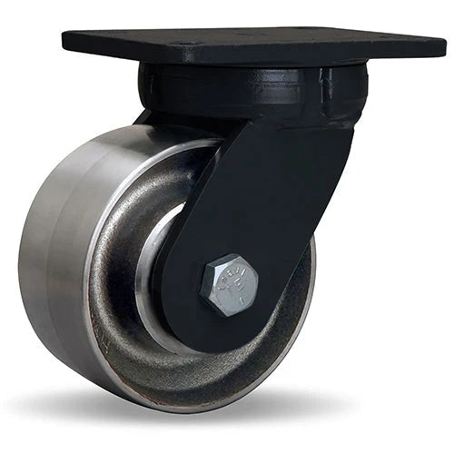 Hamilton 6"x3" High Heat Swivel Caster - 550°F 4800lbs & 750°F 2400lbs Load Capacity - Forged Steel Wheel with 3/4" Stainless Steel Shielded Precision Ball Bearings Hamilton