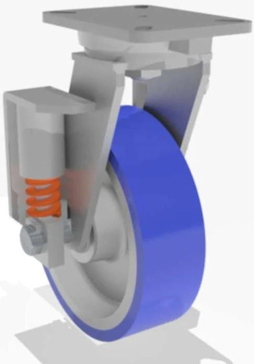 S-SPCH-13SPB-1 Hamilton Spring Loaded Swivel Caster - 10" Ergo-Glide Polyurethane on Cast Iron Wheel with 3/4" Precision Ball Bearings Hamilton