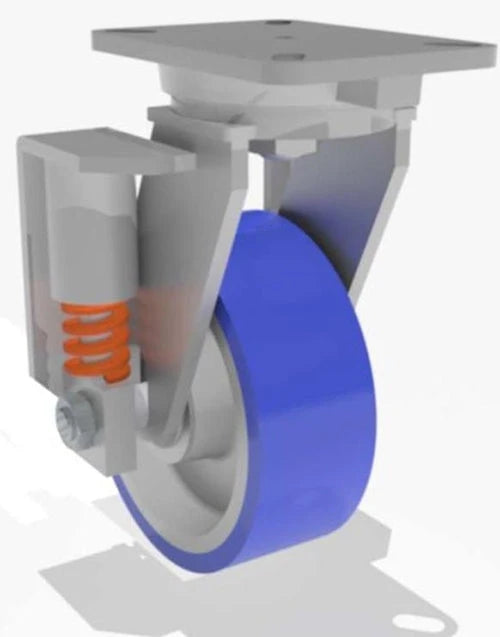 Hamilton Spring Loaded Champion Swivel Caster S-SPCH-83SPB-2 - 8" Ergo-Glide Polyurethane Wheel on Cast Iron with 3/4" Sealed Precision Ball Bearings Hamilton