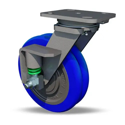 Hamilton 720 lbs Load Capacity Spring Loaded Workhorse Swivel Caster - 4"x2" UltraGlide Ergo Polyurethane Wheel, 85A Cast Iron, 1/2" Sealed Precision Ball Bearings - Heavy Duty Mobility Solution -  | CasterHQ
