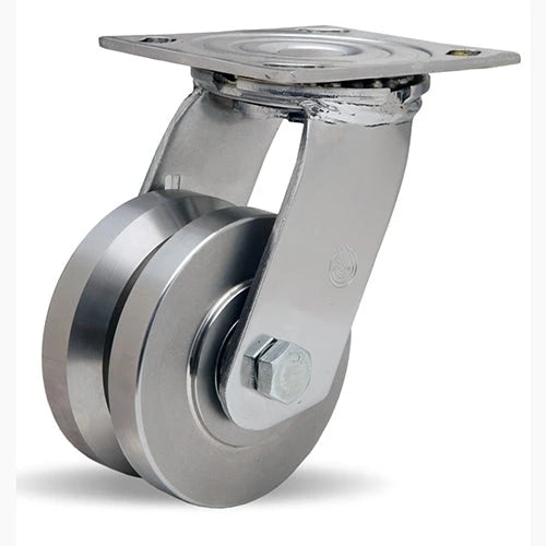 Hamilton 850 lbs Load Capacity Stainless Steel Swivel Caster - 4"x2" V-Grooved Wheel with 1/2" Precision Ball Bearings - S-STA-4SVB for E-Commerce Hamilton