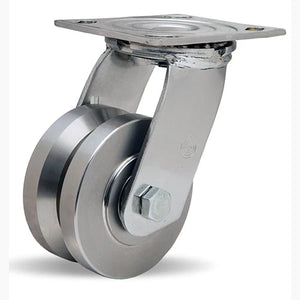 Hamilton 850 lbs Load Capacity Stainless Steel Swivel Caster - 4"x2" V-Grooved Wheel with 1/2" Precision Ball Bearings - S-STA-4SVB for E-Commerce Hamilton