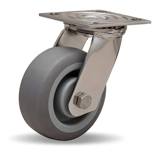 Hamilton 350 lbs Load Capacity Stainless Steel Swivel Caster - 5"x2" Versa-Tech Gray Rubber (65A) on Polyolefin Wheel, 3/4" Delrin Bearing Hamilton
