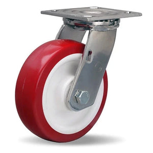 Hamilton 800 lbs Load Capacity Stainless Steel Swivel Caster - 6" x 2" Poly-Tech Polyurethane Wheel, 3/4" Delrin® Bearing - S-STA-6NFZ CasterHQ