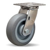 Hamilton 6" Stainless Steel Swivel Caster - 410 lbs Load Capacity - Versa-Tech Gray Rubber (65A) on Polyolefin Wheel - 3/4" Delrin® Bearing Hamilton
