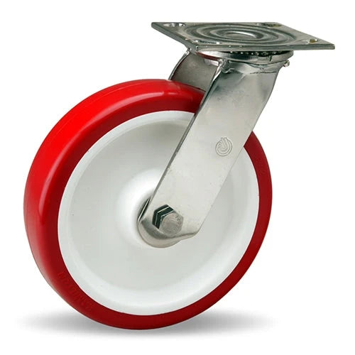Hamilton 800 lbs. Load Capacity Stainless Steel Swivel Caster - 8"x2" Poly-Tech Polyurethane Wheel (95A) on Polypropylene with 3/4" Delrin Bearing Hamilton