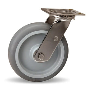 Hamilton S-STA-8TEZ 8" x 2" Gray Rubber Swivel Stainless Caster – 500 lb
