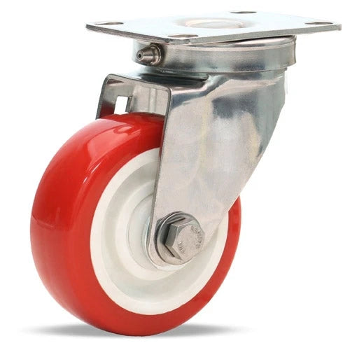 S-STL-35NFZ Hamilton Stainless Steel Swivel Caster - 3 1/2" x 1 3/8" Poly-Tech Wheel with Delrin Bearing - Heavy-Duty & Durable Hamilton