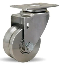 Hamilton Stainless Steel Swivel Caster - 3" x 1 3/8" V-Grooved Wheel - 325 lbs. Load Capacity - 1/2" Precision Ball Bearings - S-STL-3SVB Hamilton