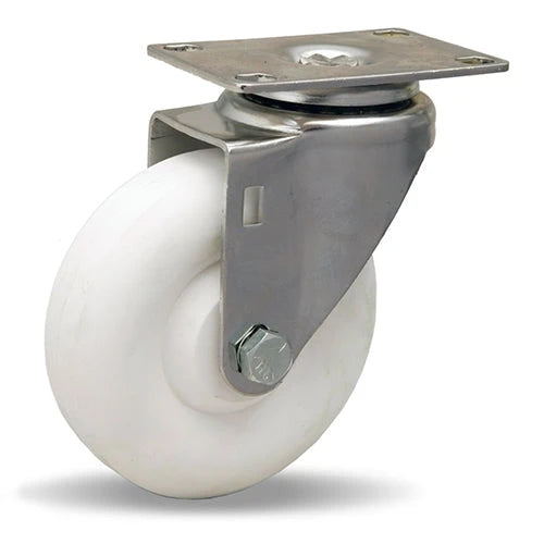 S-STL-4A Hamilton Stainless Steel Swivel Caster with 4" x 1 3/8" Aqualite Polyolefin Wheel - Industrial Grade, 1/2" Plain Bore Hamilton