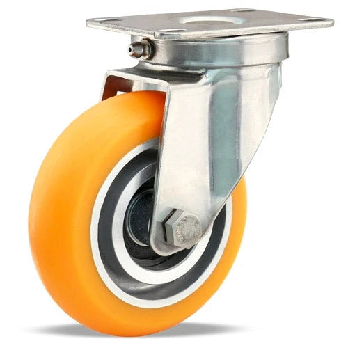 Hamilton Stainless Steel Swivel Caster - 4" x 1 1/4" Ergo-Tech Donut Tread Polyurethane Wheel with 3/8" Sealed Precision Ball Bearing - S-STL-4EMB Hamilton