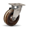 S-STL-4HHP Hamilton Stainless Steel Swivel Caster - 4" x 1 1/4" Plastex Phenolic Wheel - Corrosion-Resistant with 1/2" Plain Bore Hamilton